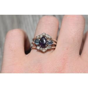 Amethyst engagement ring set Montana Sapphire raw diamond ring, raw ston…